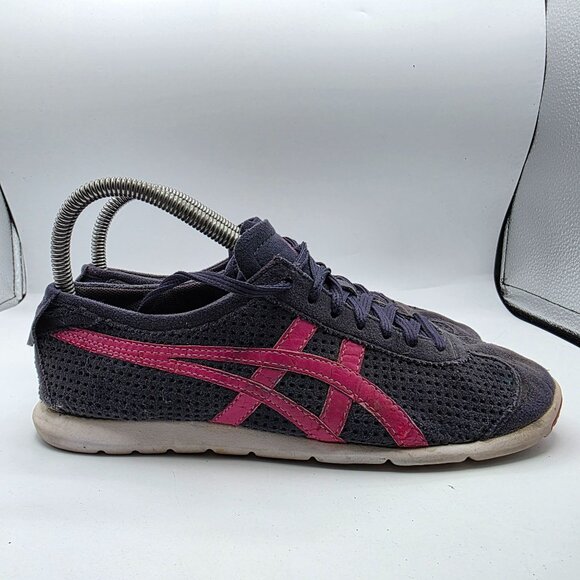 Asics Onitsuka Tiger Rio Runner Low Top Trainers Womens Size 7 Black Pink Shoes - Picture 12 of 13